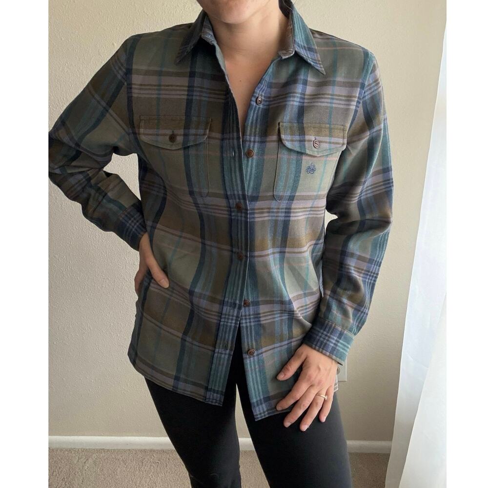 Lauren Ralph Lauren 100% Wool Plaid Flannel fall preppy equestrian fisherman